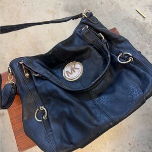 Michael Kors Black Shoulder Bag with Silver Hardware